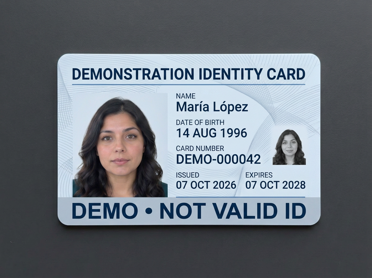 Fictional demonstration ID card